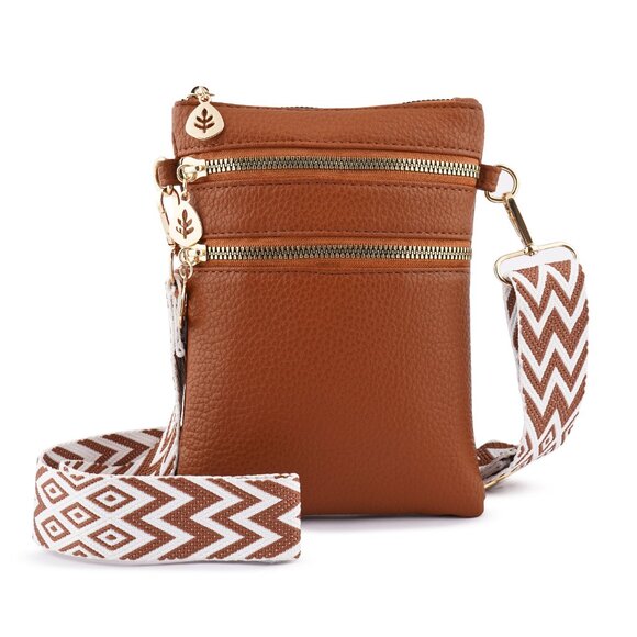 Artizanni Womens Crossbody Vegan Clutch Purse Satchel with Guitar Strap (Cognac) - Picture 8 of 11